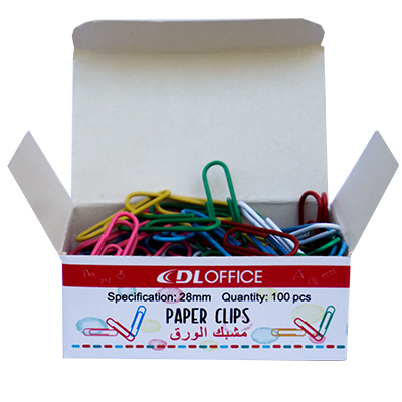 Agrafe de birou, colorate in PVC, 28 mm, DL Office, 100 buc